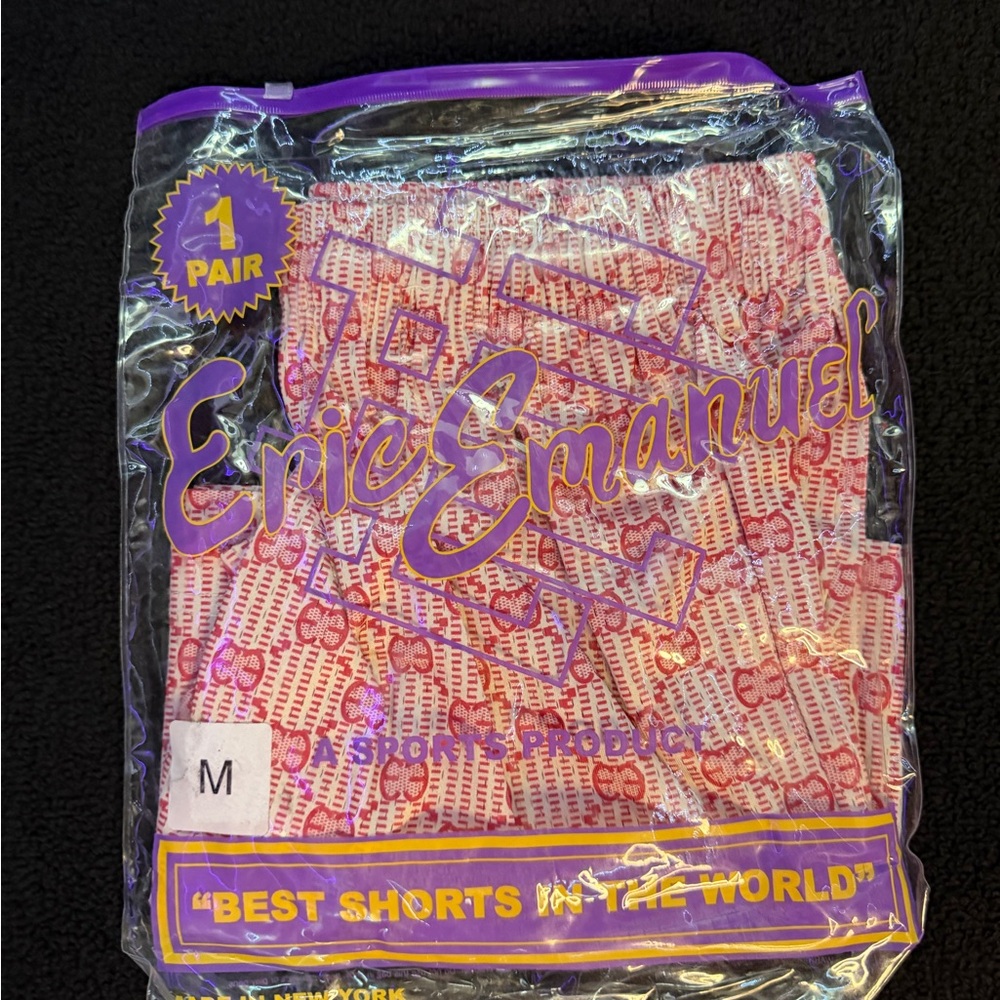 Eric Emanuel Pink and Red Patterned Athletic Shor… - image 3